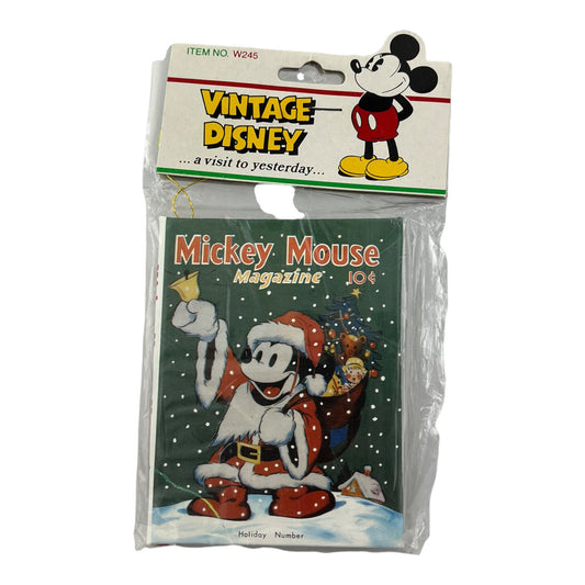 Vintage Disney Mickey Mouse 3.5 Inch Magazine Christmas Ornament Sealed
