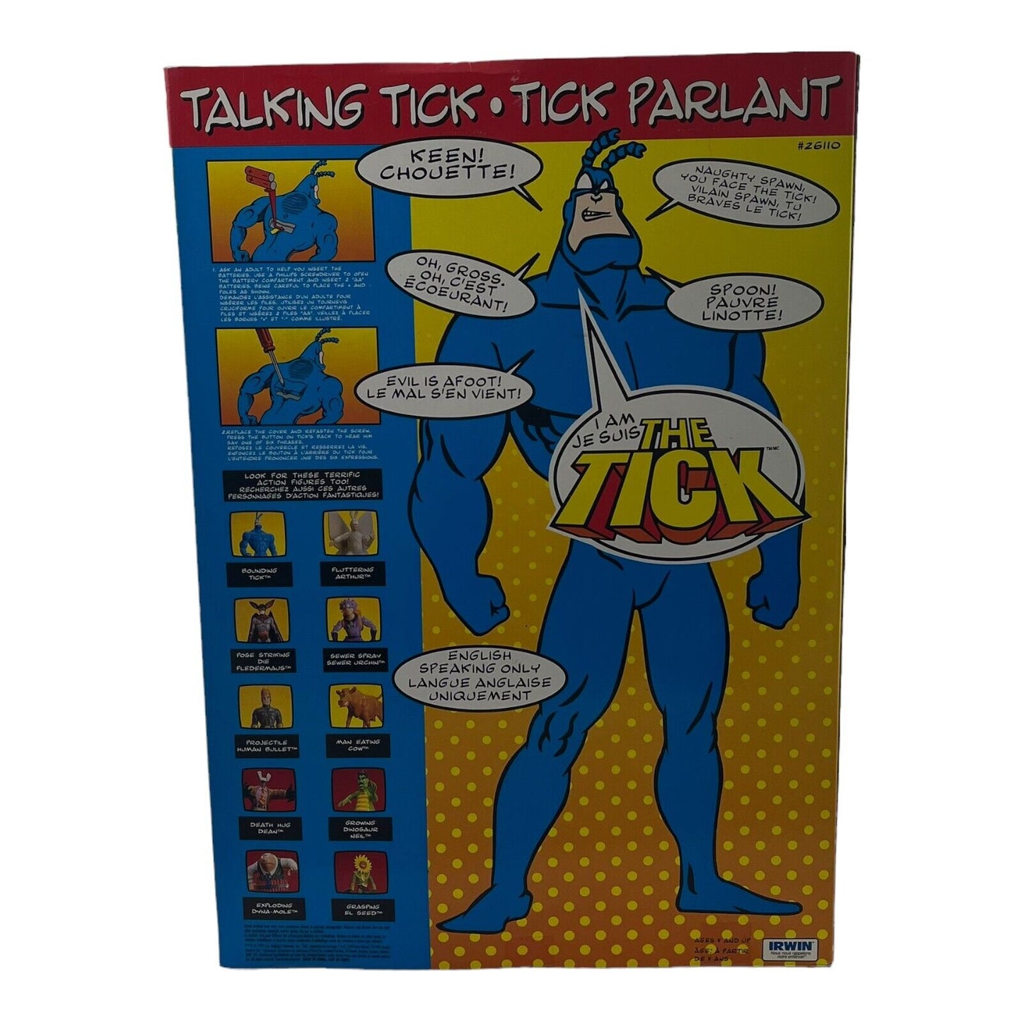 Talking Tick 16 Inch Action Figure 1994 Irwin Toys