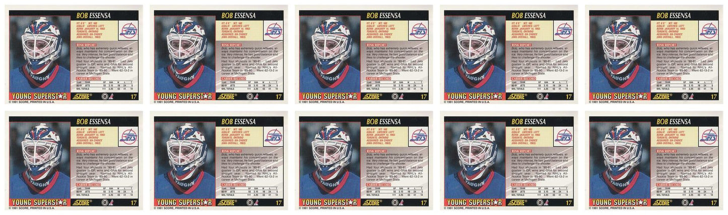 (10) 1991-92 Score Young Superstars Hockey #17 Bob Essensa Card Lot Jets
