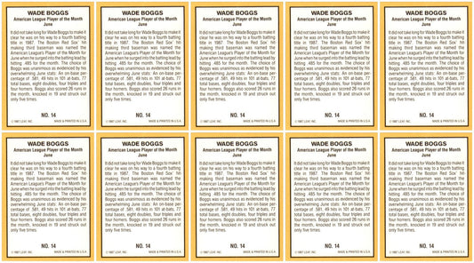 (10) 1987 Donruss Highlights #14 Wade Boggs Boston Red Sox Card Lot
