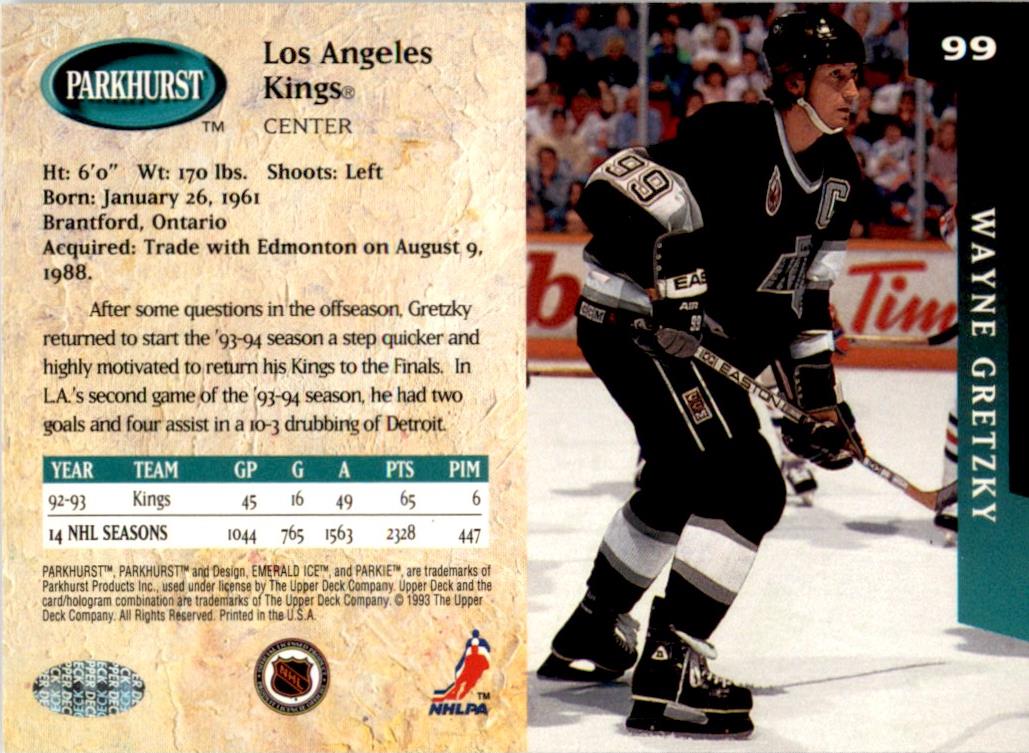 1993 Parkhurst Emerald Ice #99 Wayne Gretzky Los Angeles Kings