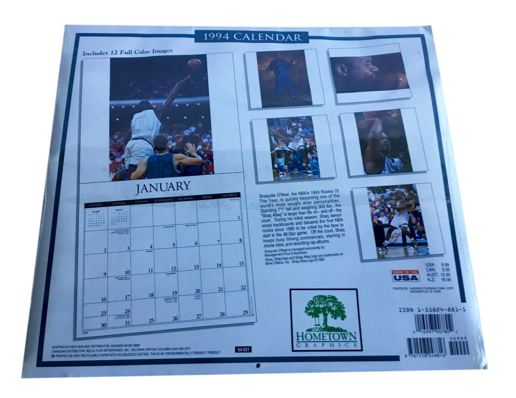 Shaq Attaq 16 Month Calendar Shaquille O'Neal 1994 Hometown Graphics Sealed USA