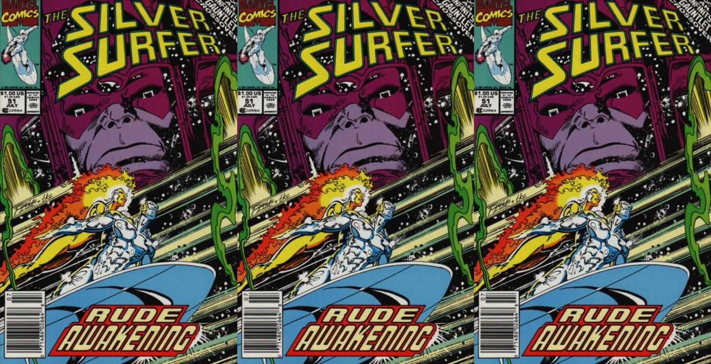 Silver Surfer #51 Newsstand Covers (1987-1998) Marvel Comics - 3 Comics
