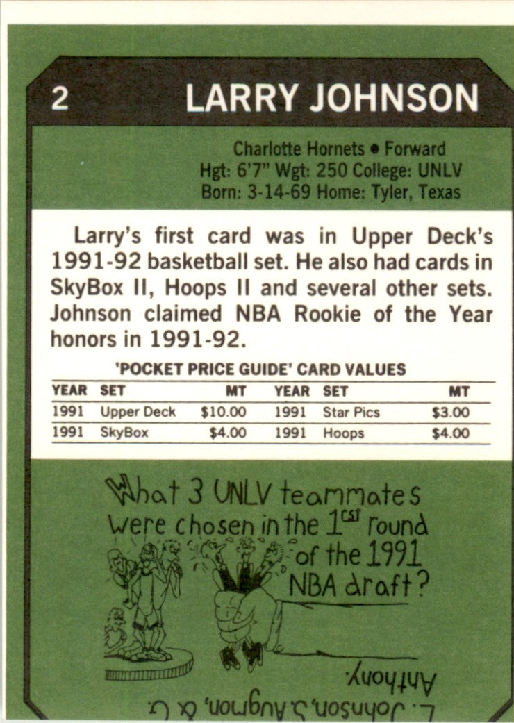 1993 SCD #2 Larry Johnson Charlotte Hornets