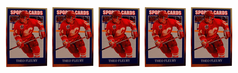 (5) 1992 Sports Cards #26 Theo Fleury Hockey Card Lot Calgary Flames