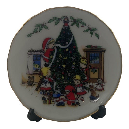 Christmas 3 Inch Vintage Decorative Plate Decorating Christmas Tree with Holder