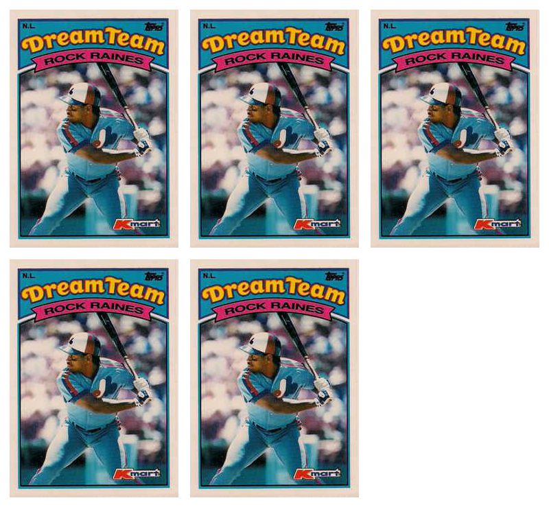(5) 1989 Topps K-Mart Dream Team Baseball #27 Tim Raines Lot Expos