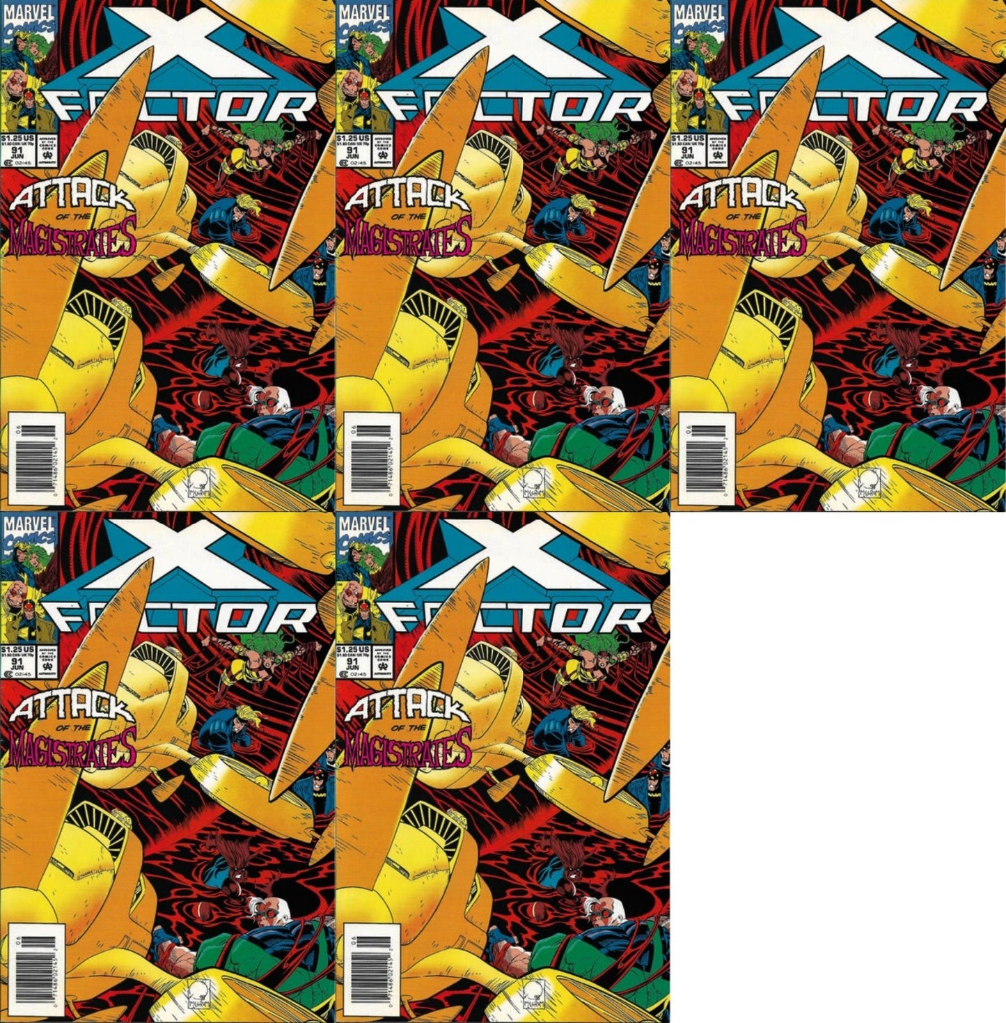 X-Factor #91 Newsstand Covers (1986-1998) Marvel Comics - 5 Comics