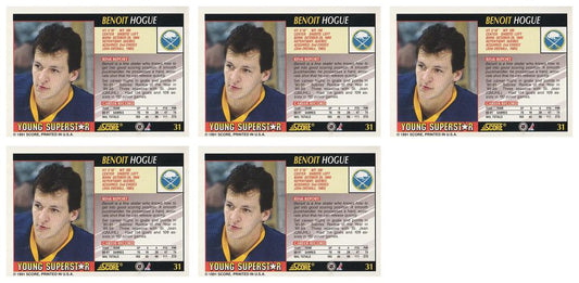 (5) 1991-92 Score Young Superstars Hockey #31 Benoit Hogue Card Lot Sabres