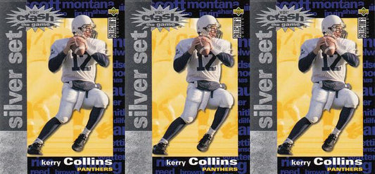 (3) 1995 Coll. Choice Crash The Game Silver Football #C3 Kerry Collins Lot